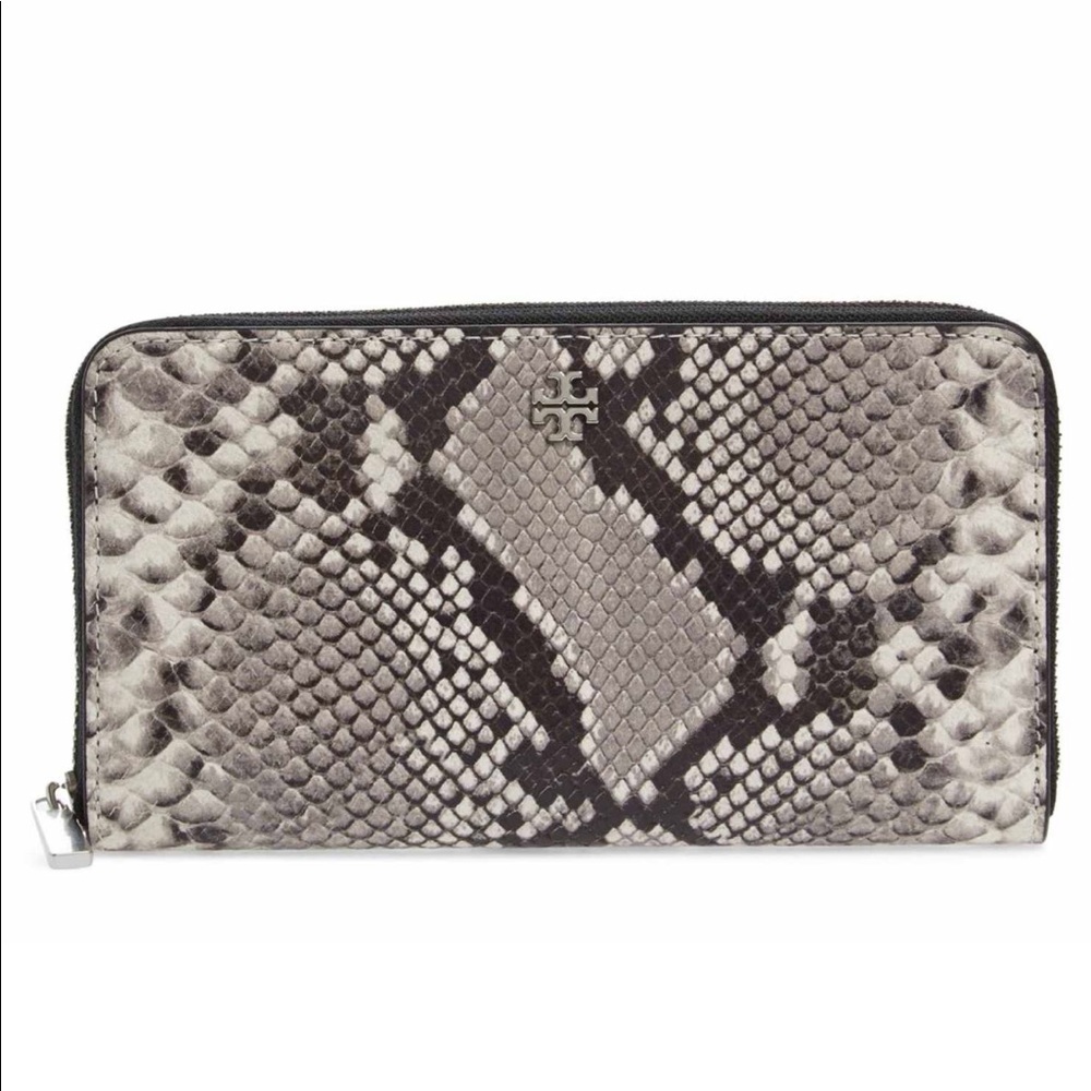 Tory Burch Robinson snakeskin leather wallet